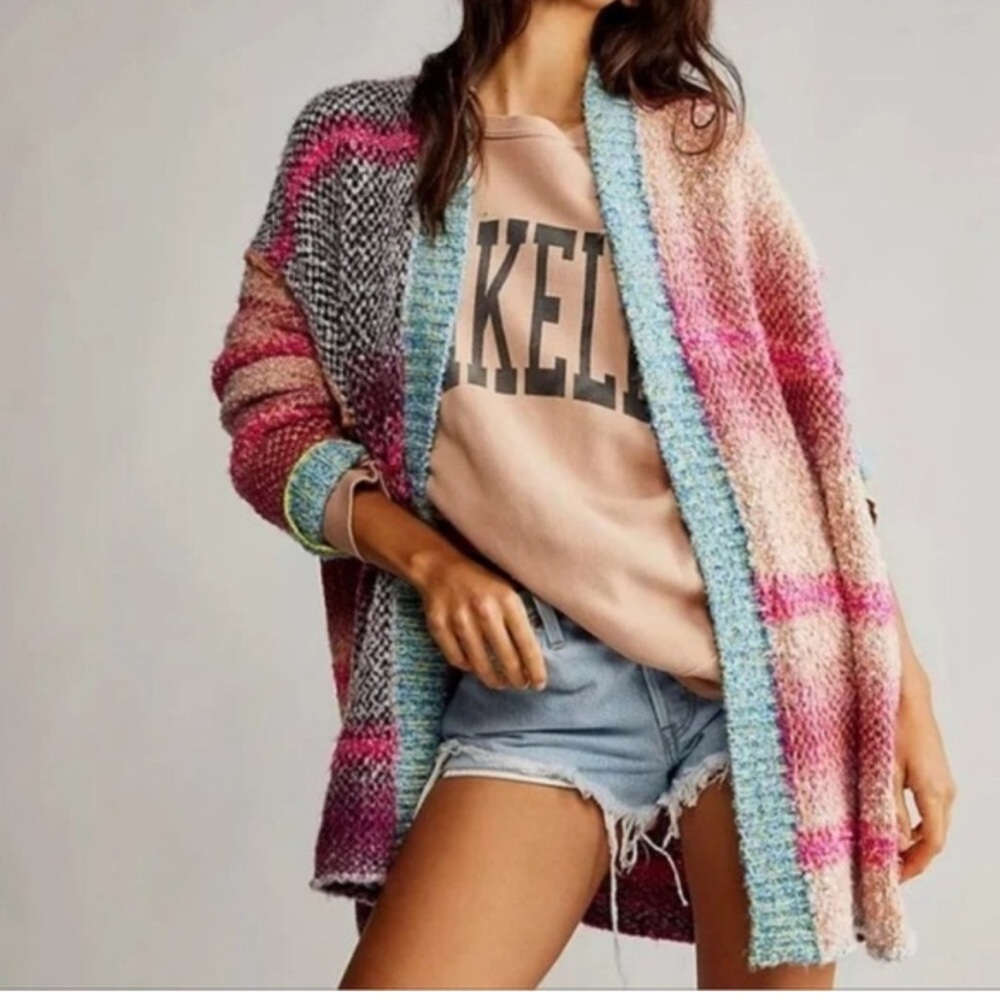 Free People Daydreamer Women's Sweater cardigan multi color size large‎ NWT